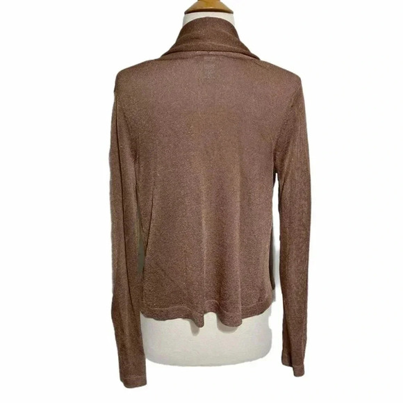 H&M‎ XS brown/bronze metallic open cardigan - Picture 3 of 6